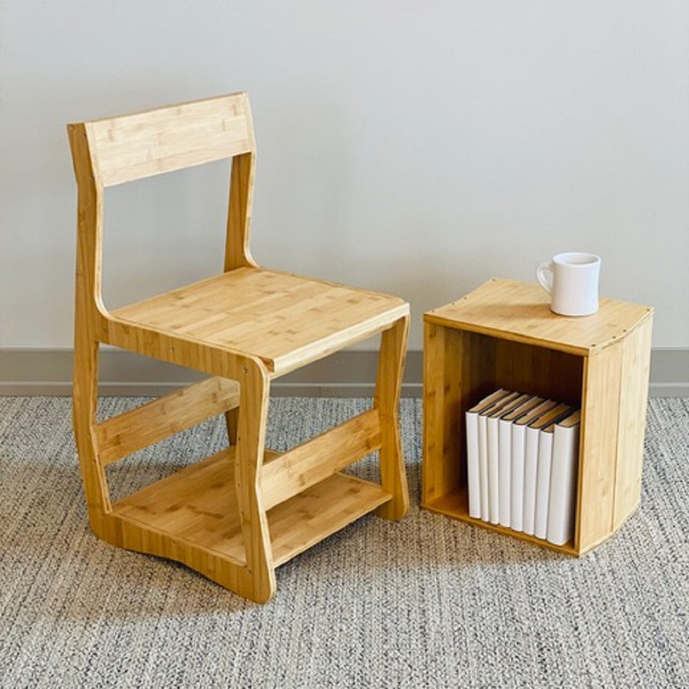 Wooden chair with storage discount